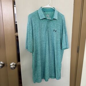Under Armour‎ Men's XL Aqua Blue Loose Fit Short Sleeve Golf Polo Shirt Top